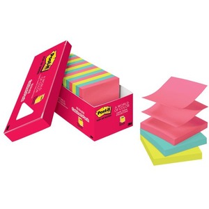 Post-it&reg; Notes Pop-up Notes, 3" x 3" , Cape Town Color Collection, Pack Of 18 Pads