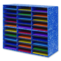 Classroom Collection Literature Sorter, 30 Sections, 28.5 x 12.37, Blue, 2/Carton