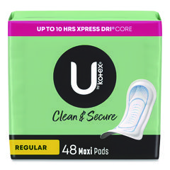 U by Kotex Security Regular Maxi Pads, Unscented, 48/Pack
