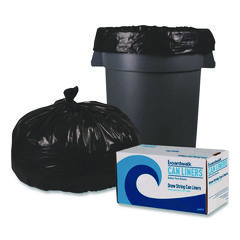 Reprocessed Resin Can Liners, 60 gal, 1.2 mil, 38 x 58, Black, 50 Rolls/Carton