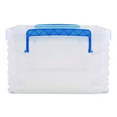 Super Stacker Lift-Off Lid Storage Tote, 14.25 x 10.3 x 6.5, Transparent/Blue