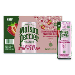 Maison Perrier Sparkling Water, 11.15 oz Can, Strawberry, 8 Cans/Box
