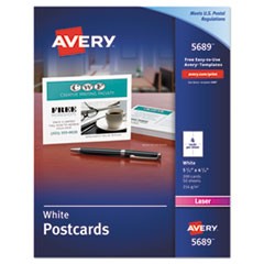 Printable Postcards, Laser, 80 lb, 4.25 x 5.5, Uncoated White, 200 Cards, 4 Cards/Sheet, 50 Sheets/Box