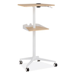 VUM Mobile Workstation, 25.25" x 19.75" x 35.5" to 47.75", Natural/White