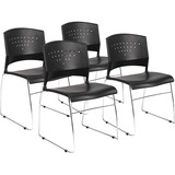 Boss Black Stack Chair With Chrome Frame 4 Pcs Pack