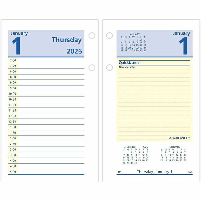 At-A-Glance QuickNotes Loose-Leaf Desk Calendar Refill