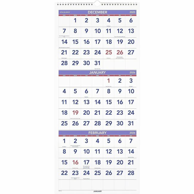 At-A-Glance 3-Month Reference Vertical Wall Calendar
