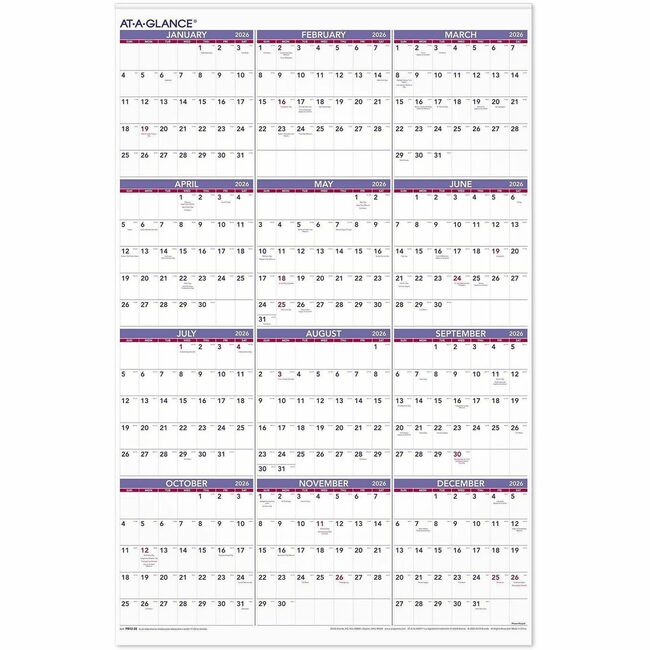 At-A-Glance Recycled Yearly Wall Calendar 24