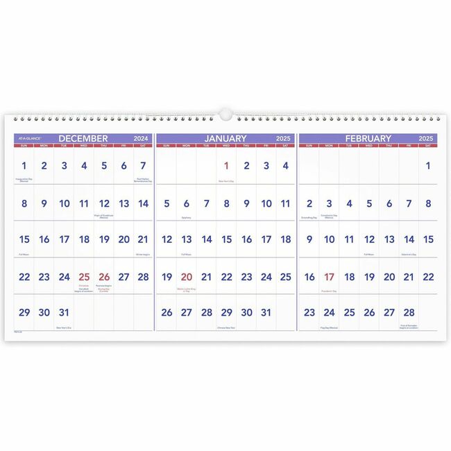 At-A-Glance 3-Month Horizontal Wall Calendar