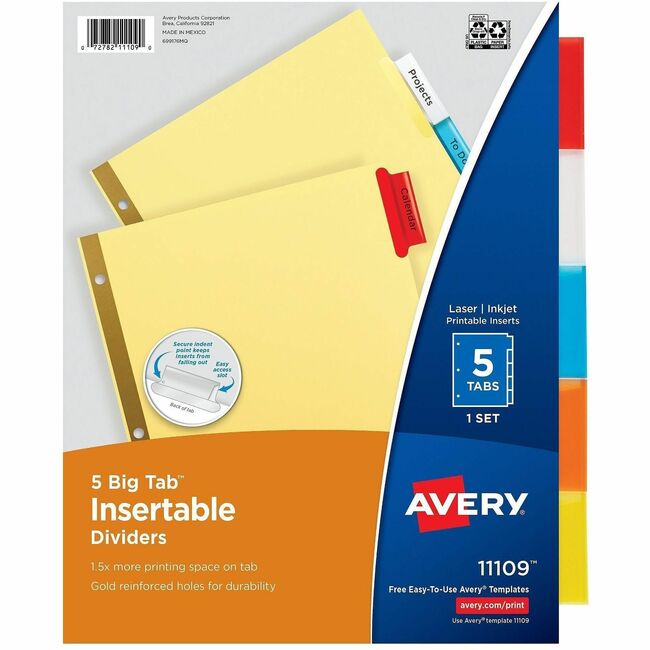 Avery® Big Tab Insertable Dividers - Reinforced Gold Edge