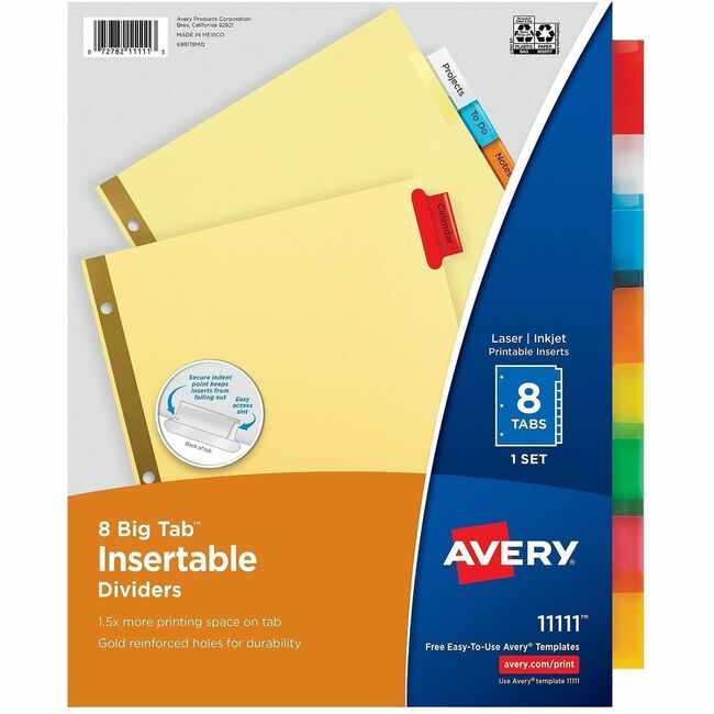 Avery&reg; Big Tab Insertable Dividers - Reinforced Gold Edge