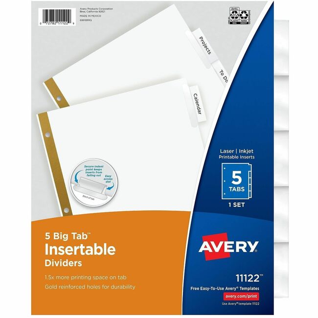 Avery® Big Tab Insertable Dividers - Reinforced Gold Edge