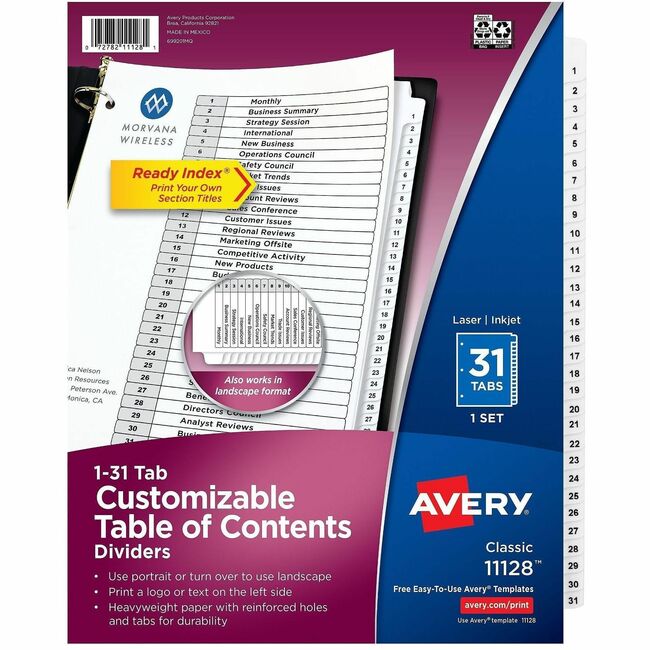 Avery® Ready Index Binder Dividers - Customizable Table of Contents