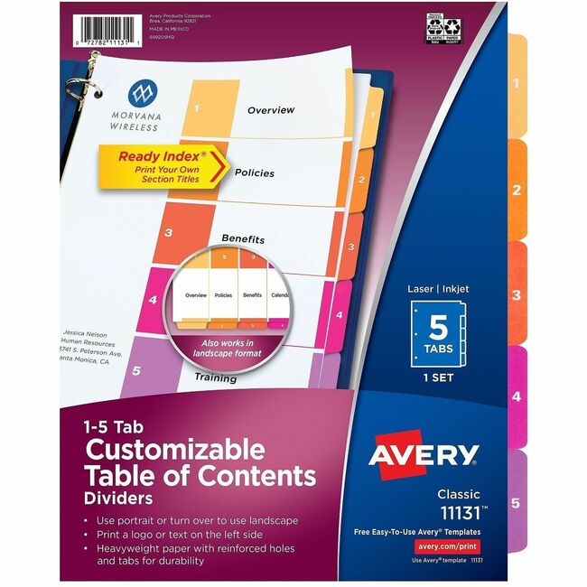 Avery Ready Index Table of Content Dividersfor Laser and Inkjet Printers