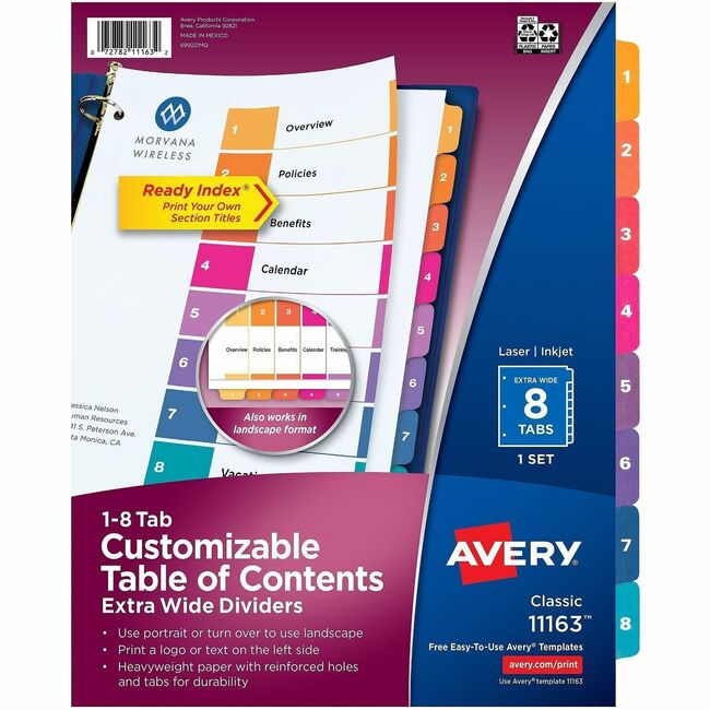 Avery® Ready Index Extra-Wide Binder Dividers - Customizable Table of Contents