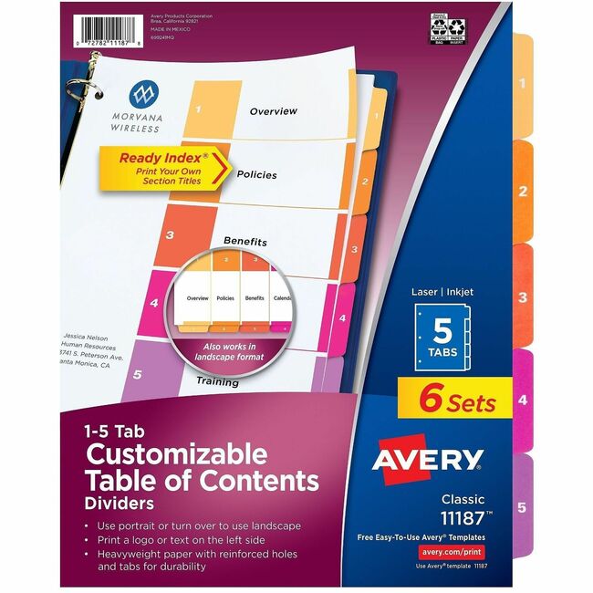 Avery Ready Index Table of Content Dividersfor Laser and Inkjet Printers