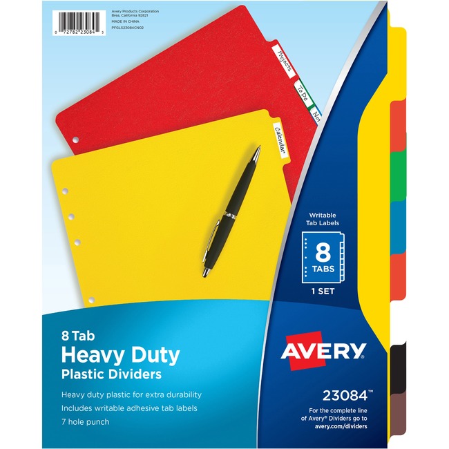 Avery&reg; Plastic Tab Dividers w/ White Labels