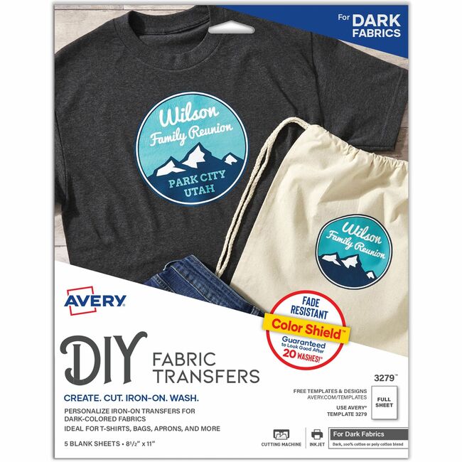 Avery Heat Transfer Paper for Dark Fabrics, 5 Sheets (3279)