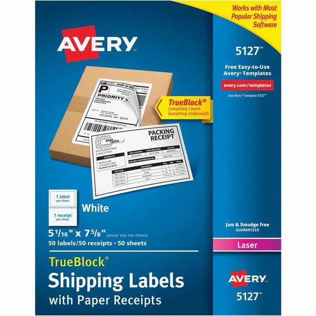 Avery® Shipping Labels with Receipt, 5-1/16