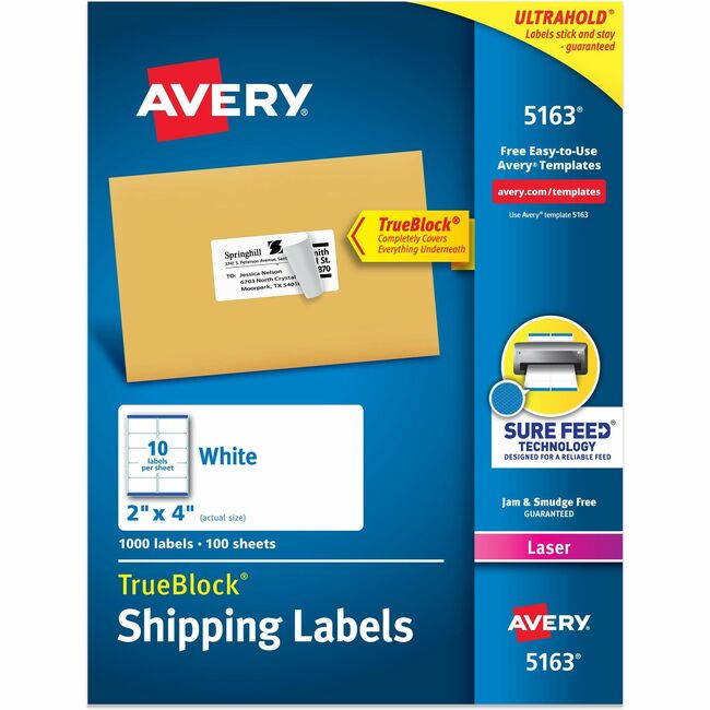 Avery&reg; Shipping Labels, Sure Feed, 2