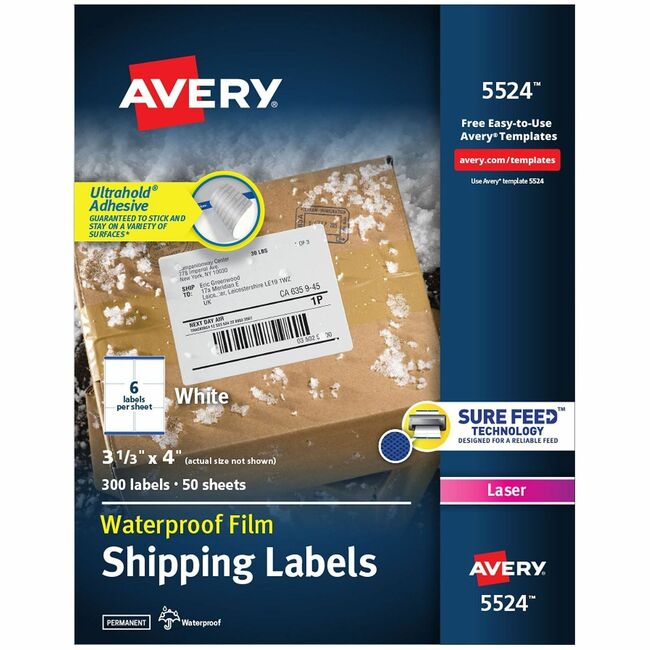 Avery Waterproof Labels, 3-1/3