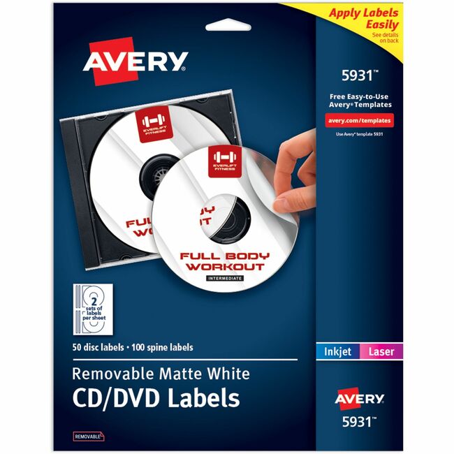 Avery&reg; 5931 Laser Labels Shuttered Jewel Case Inserts with Software for CD/DVD