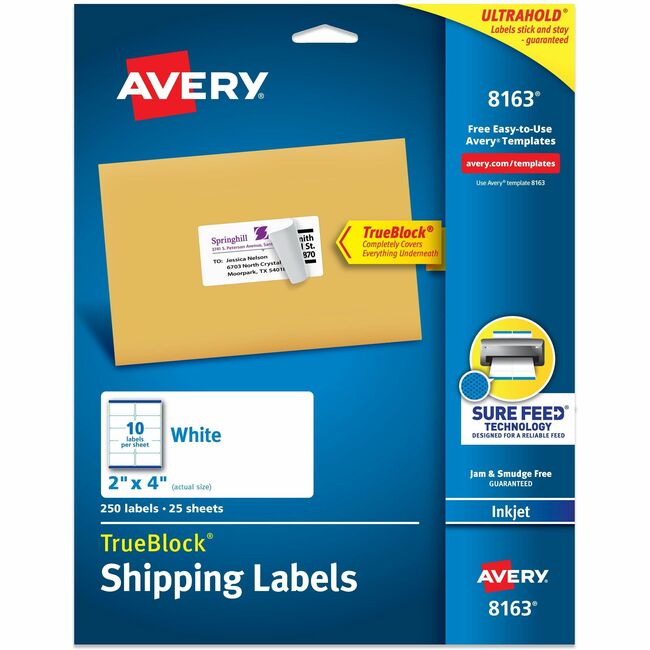 Avery® Shipping Labels, Sure Feed®, 2