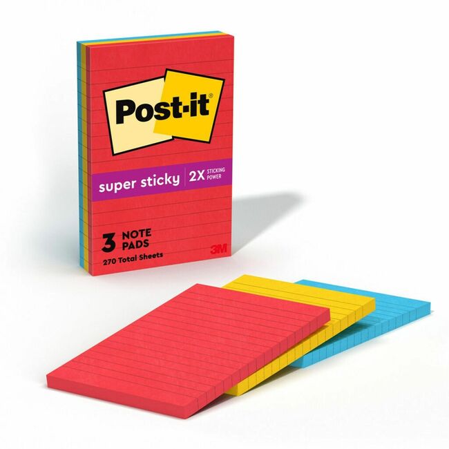 Post-it&reg; Notes Original Lined Notepads -Playful Primaries Color Collection