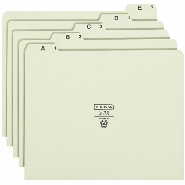 Smead A-Z 1/5 Tab Cut Recycled Letter Pressboard Guides