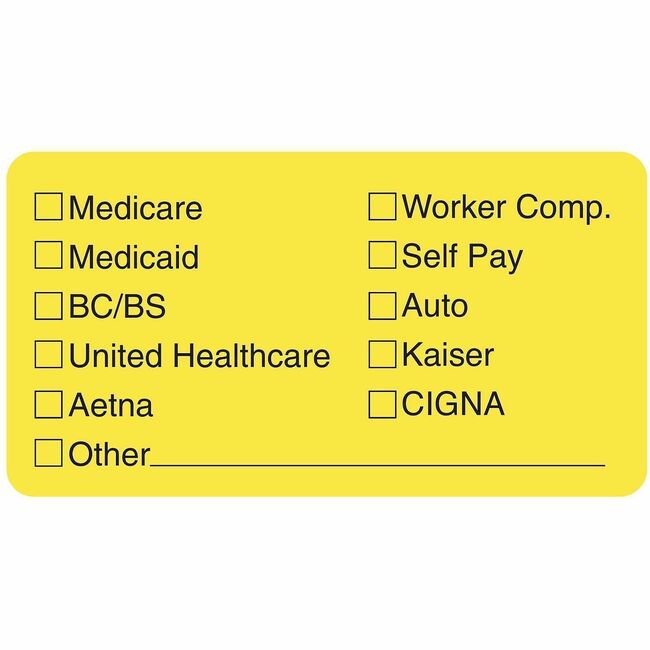 Tabbies Medical Office Insurance Check Labels