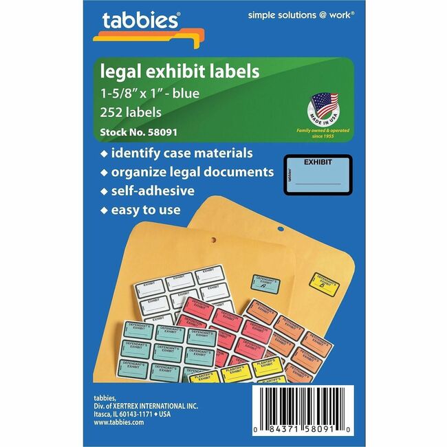 Tabbies Color-coded Legal Exhibit Labels