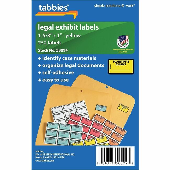 Tabbies Plaintiff's Exhibit Legal File Labels