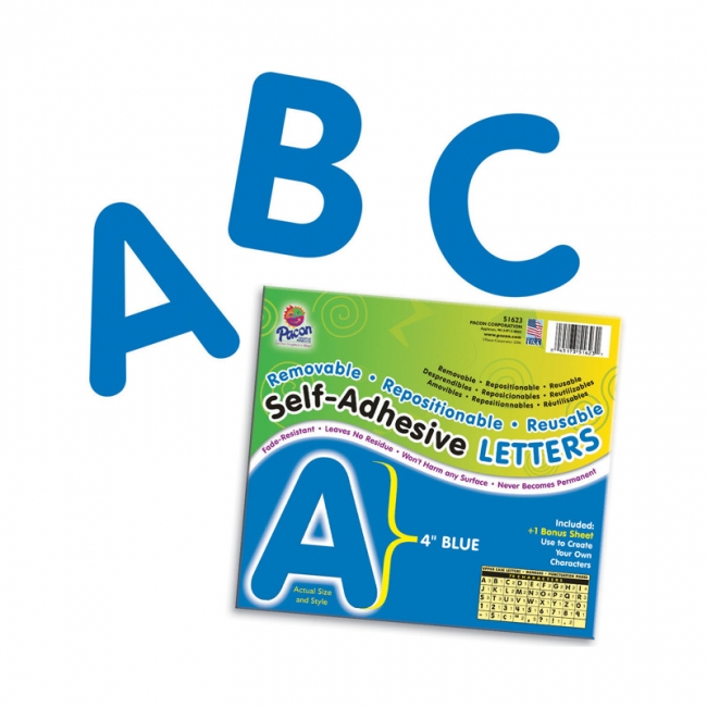 Self-Adhesive Letters, Blue, Puffy Font, 4
