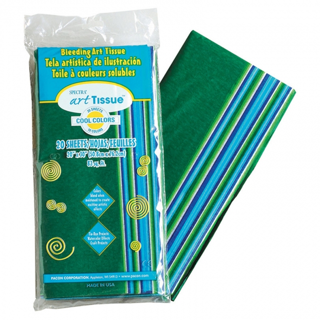 Deluxe Bleeding Art Tissue, 10 Color Cool Assortment, 20