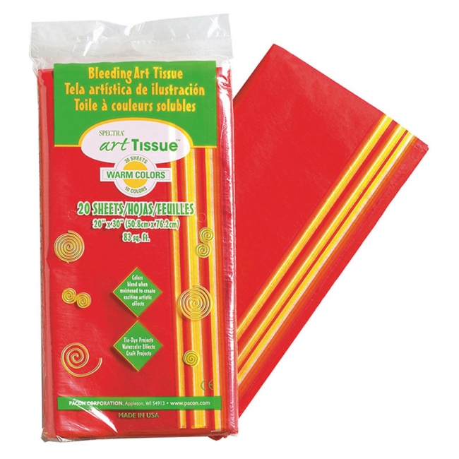 Deluxe Bleeding Art Tissue, 10 Color Warm Assortment, 20