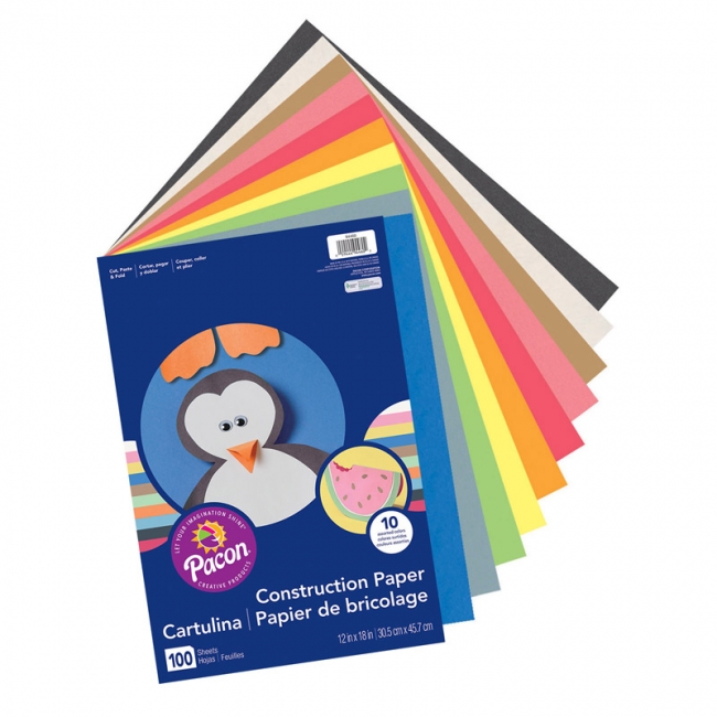 Construction Paper, Standard Weight, 10 Assorted Colors, 12