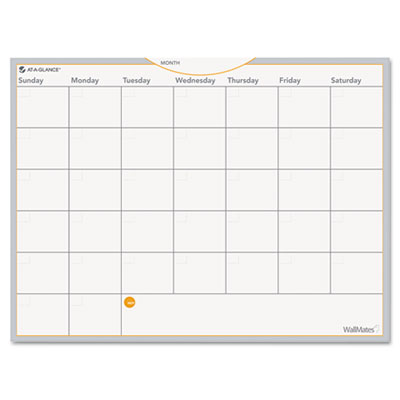 WallMates Self-Adhesive Dry Erase Monthly Planning Surfaces, 24 x 18, White/Gray/Orange Sheets, Undated