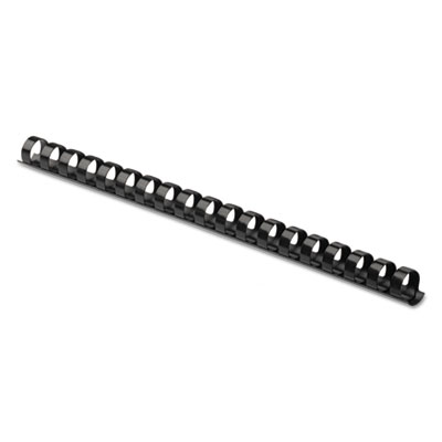 Plastic Comb Bindings for 11 x 8.5 Documents, 19 Rings, 0.38" (55-Sheet) Capacity, Black, 25/Pack