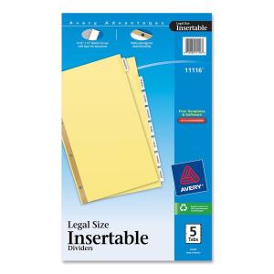 Avery® Insertable Dividers - Reinforced Gold Edge