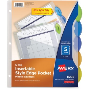 Avery Insertble Style Edge Plastic Pocket Dividers