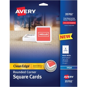 Avery Clean Edge Square Cards, Rounded Corners, 2.5" x 2.5" (35702)