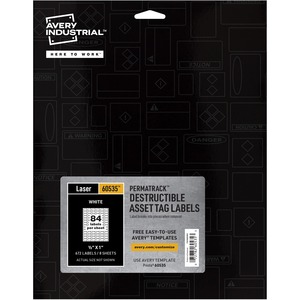 Avery® PermaTrack Destructible Asset Tag Labels, 1/2" x 1" , 672 Asset Tags