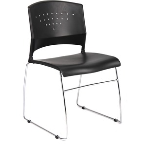 Boss Black Stack Chair With Chrome Frame 2 Pcs Pack