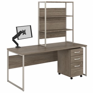 Bush Business Furniture Hybrid Collection Hickory Desking