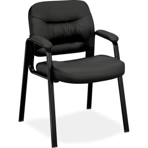 HON Charge Guest Chair | Fixed Arms | Black SofThread Leather