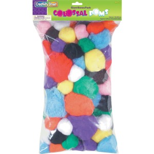 Creativity Street Colossal Poms, Colossal Poms, Assorted Colors, Assorted Sizes, 1 Lb.