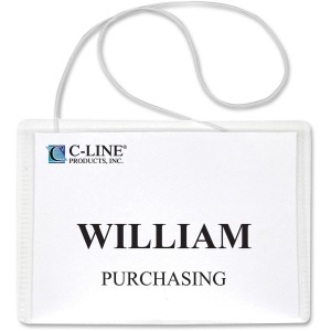 C-Line Hanging Style Name Badge Kit with White Elastic Cord