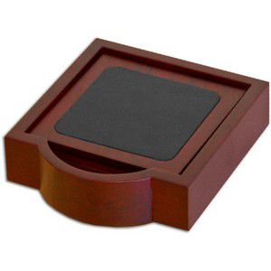 Dacasso Rosewood & Leather Coaster Set