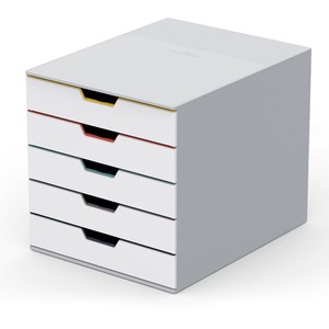 DURABLE VARICOLOR MIX 5 Drawer Desktop Storage Box, White/Multicolor