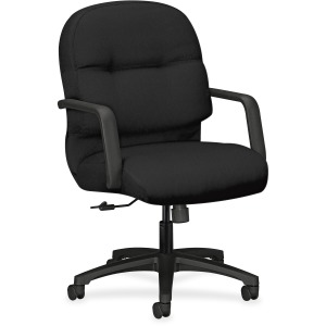 HON Pillow-Soft Mid-Back Chair | Center-Tilt | Fixed Arms | Black Fabric